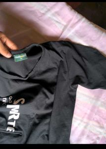 Printed Men Black T Shirt (XL)