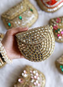 Embellished Clutch Gold With Sling