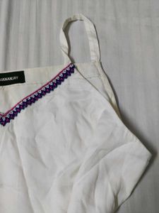 Purple Draped Shrug with White Top