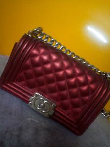 Burgundy Quilted Crossbody Bag