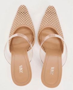 Zara vinyl mesh heeled mule
