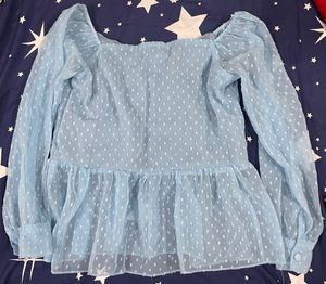 Blue Ruffle Top
