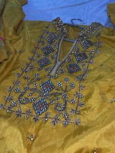 Stone work Ethnic Kurta Sharara Dupatta Set