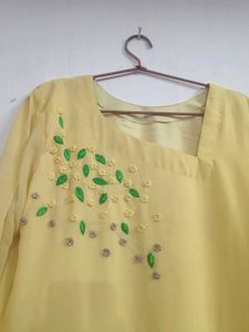 Embroidery Design Yellow Kurta💛
