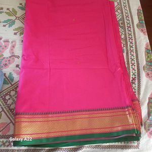 Hot Pink Silk Saree Without Blouse