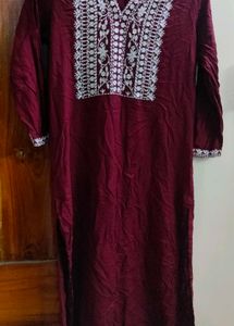 Maroon Formal Kurtha For Office