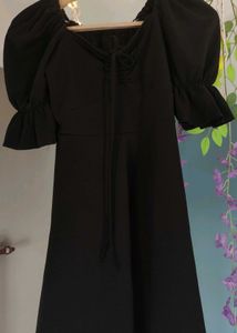 Black Off-Shoulder Puff Sleeve Dress