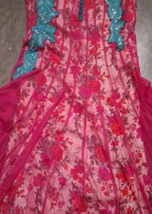 Pink Floral Anarkali Dress
