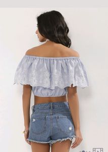 Frill Off Shoulder Crop Top