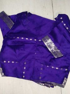 Elegant Purple Saree With Stiched Blouse .