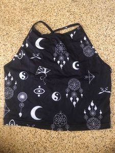 Shein Printed Cross back Crop Top☯️