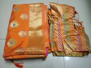 Orange Saree with Blouse