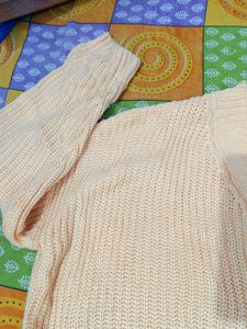 Cream Oversized Knitted Cardigan For Women