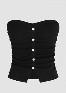 Chic Black Button-Down Tube Top