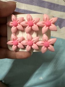 Pink Flower Hair Clips