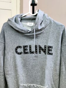 Celine Loose Hoodie in cotton fleece with a studd