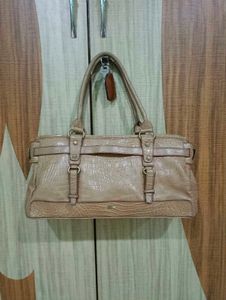 Vintage Tan Crocodile Embossed Handbag
