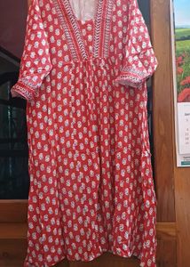 Red Printed Kurta Set
