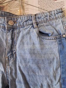 Two-Tone Wide Leg Jeans