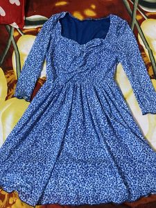 Blue Floral Print Dress