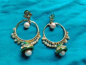Pearl Kundan Jhumka Earrings