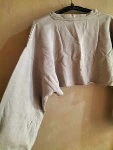 Beige Crop Sweatshirt