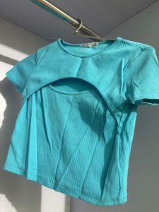 Blue Cut-Out Top
