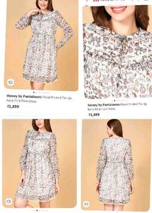 Floral Printed Tie-Up Neck Fit & Flare Dress