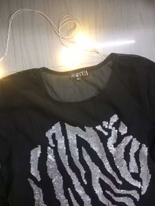 Sequin Zebra Print Top