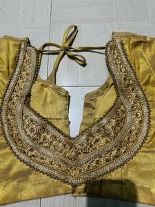 Golden Back-Tie Silk Blouse