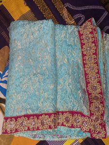 Elegant Blue Embellished Saree