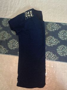 Navy Pearl Embellished Top