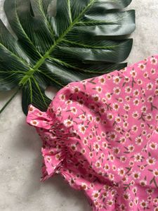 Pink Floral Cutout Dress