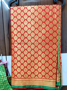 Imitation Pattu (Silk) Saree With Stitched Blous