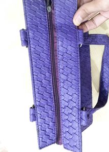 Purple Woven Design Handbag