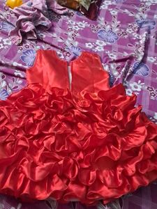 Red Ruffled Party Dress