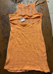 Orange Pink Knit Mini Dress