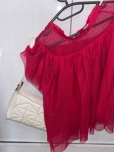 Sheer Red Polka Dot Blouse