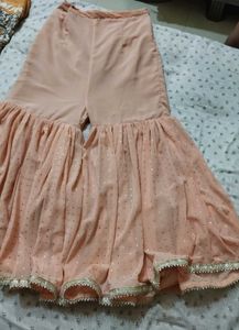 PRETTY PEACH HEAVY SHARARA 3 PIECE SET