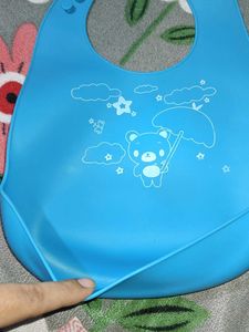 Silicon Waterproof Blue Pocket Bib