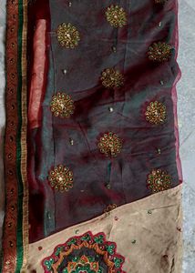 Green Saree Blouse with Embellishments