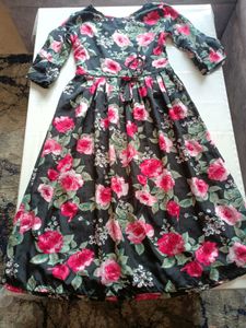 Black Floral Print Dress