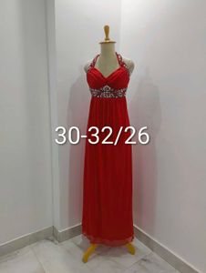 Red Embellished Party Dress