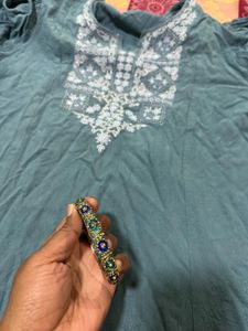 Avaasa Blue Embroidered Dress With Jeans
