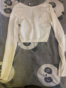 White Long Sleeve Crop Top