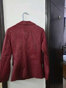 maroon Leather Blazer - bust 32