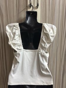 Cute White Tie-Front Top