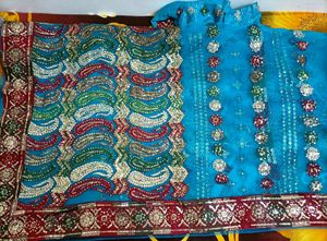 Beautiful Net Shining Saree With Grand Work