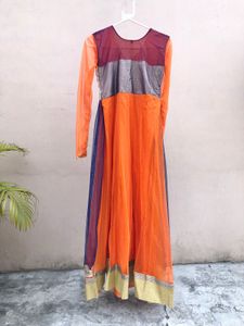 Gorgeous Orange &amp; Blue Anarkali