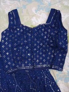 Blue Embellished Lehenga Set